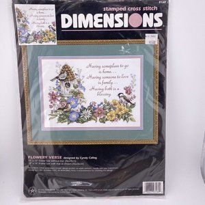 Vintage Dimensions Flowery Verse Stamped Cross Stitch Kit #3160 Birdhouse New